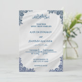 Royal Blue Nikah Islamische Hochzeitseinladung Einladung (Stehend Vorderseite)