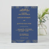 Royal Blue Nikah Islamische Hochzeitseinladung Einladung (Stehend Vorderseite)