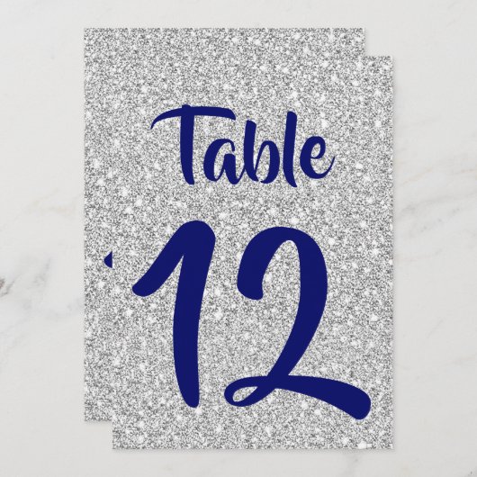 Royal Blue Numbers auf einem Silver Glitzer Backgr Programm (Vorne/Hinten)