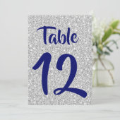 Royal Blue Numbers auf einem Silver Glitzer Backgr Programm (Stehend Vorderseite)