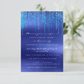 Royal Blue Ocean Tropfens Lights Elegante Einladun Einladung (Stehend Vorderseite)