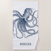 Royal Blue Octopus Illustration Strandtuch (Vorderseite)