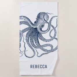 Royal Blue Octopus Illustration Strandtuch