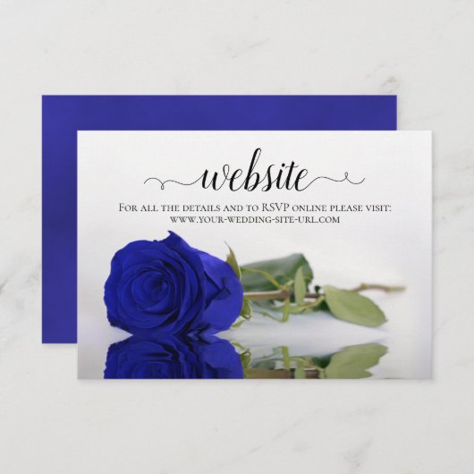 Royal Blue oder Cobalt Rose Elegante Wedding Websi Begleitkarte (Vorne/Hinten)