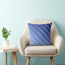 Royal Blue Ombre & Gold Streifen Pillow