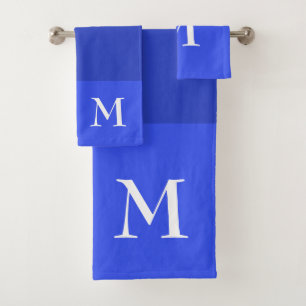 Royal Blue Ombre Mit Monogramm Badhandtuch Set