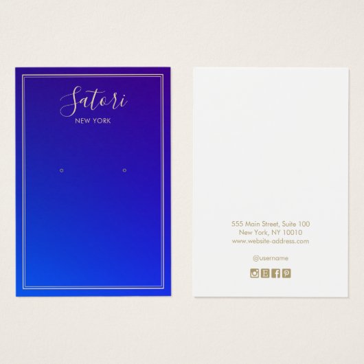 Royal Blue Ombre Script Earring Display (Vorne & Hinten)