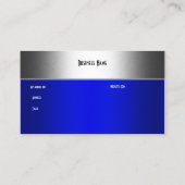 Royal Blue On Silver Elegante Business Card Visitenkarte (Rückseite)
