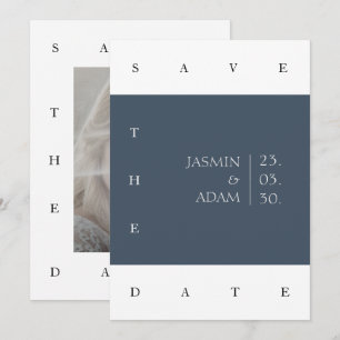 Royal Blue Opulence Minimal Foto Hochzeit Save The Date