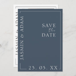 Royal Blue Opulence Minimal Foto Hochzeit Save The Date