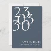 Royal Blue Opulence Minimal Typografie Hochzeit Save The Date (Vorderseite)