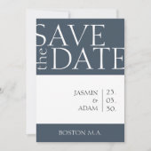 Royal Blue Opulence Minimal Typografie Hochzeit Save The Date (Vorderseite)