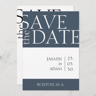 Royal Blue Opulence Minimal Typografie Hochzeit Save The Date
