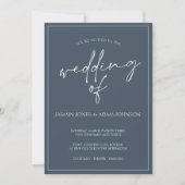 Royal Blue Opulence Script Einladung zur Hochzeit (Vorderseite)