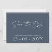 Royal Blue Opulence Script Wedding Save the Date (Vorderseite)