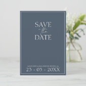 Royal Blue Opulence Script Wedding Save the Date (Stehend Vorderseite)