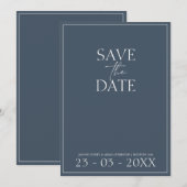 Royal Blue Opulence Script Wedding Save the Date (Vorne/Hinten)