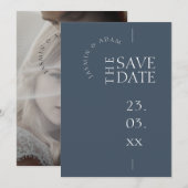 Royal Blue Opulence Simple Foto Wedding Save The Date (Vorne/Hinten)