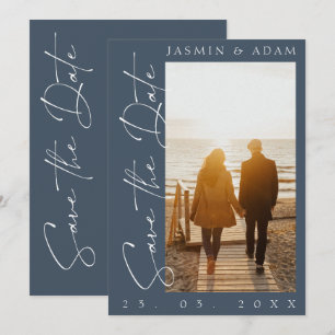 Royal Blue Opulence Typografy Foto Wedding Save The Date