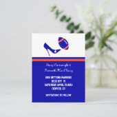 Royal Blue & Orange Football Save the Date (Stehend Vorderseite)