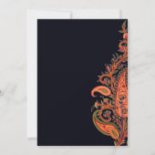 Royal Blue Orange Paisley Floral Indian Wedding Einladung (Rückseite)