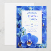 Royal Blue Orchid Modern Tropical Wedding Einladung (Vorne/Hinten)