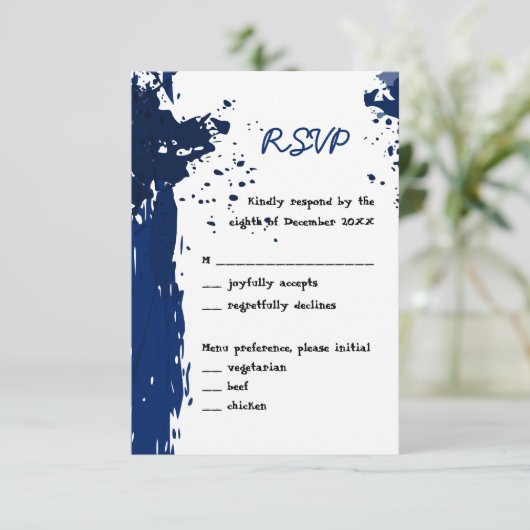 Royal Blue Paint Spritzer - Einladung UAWG (Stehend Vorderseite)