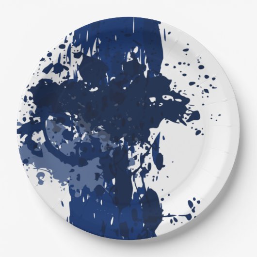 Royal-Blue Paint Spritzer - Hochzeitsfeier - Pappteller (Vorderseite)