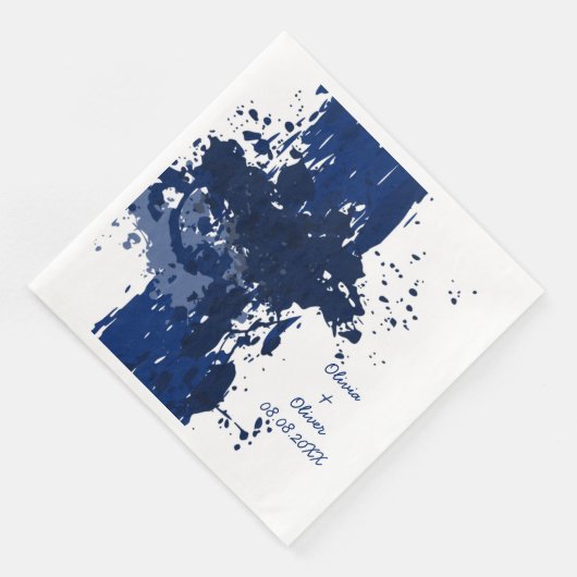 Royal-Blue Paint-Spritzer Serviette (Ecke)