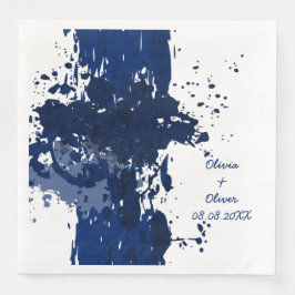 Royal-Blue Paint-Spritzer Serviette