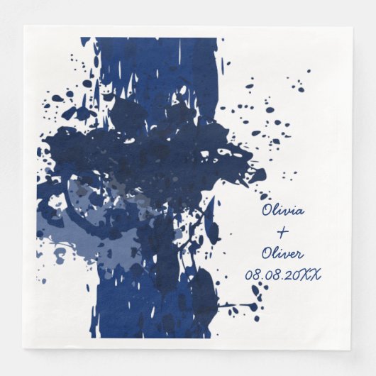 Royal-Blue Paint-Spritzer Serviette (Vorderseite)