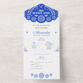 Royal Blue Papel Picado Mis Quince Años All In One Einladung (Innen Boden)