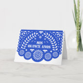 Royal Blue Papel Picado Mis Quince Años Einladung (Vorderseite)