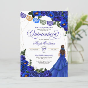 Royal Blue Papel Picado Quinceñera 15. Geburtstag Einladung