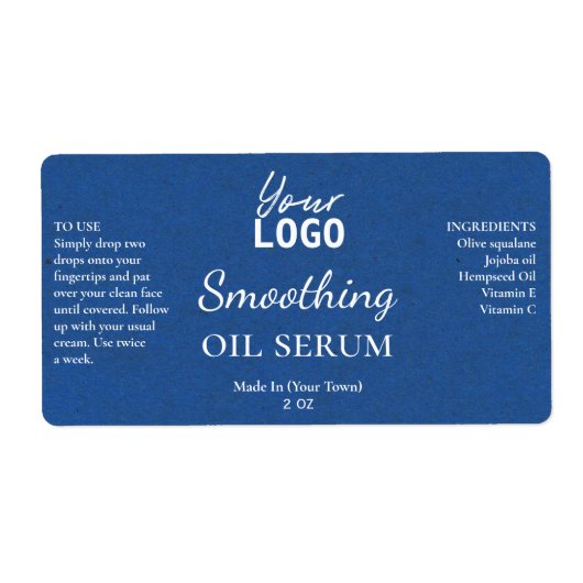 Royal Blue Paper Texture Smooooding Oil Serum Labe (Vorne)