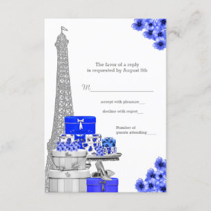 Royal Blue Paris Antwortkarte RSVP Karte