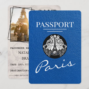 Royal Blue Paris Passport Save the Date