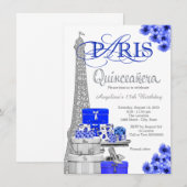 Royal Blue Paris Quinceanera Einladungen (Vorne/Hinten)
