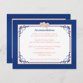 Royal Blue, Peach floral, HearInsert Card Begleitkarte (Vorne/Hinten)