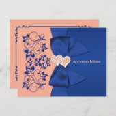Royal Blue, Peach floral, Heart Enclosure Card Begleitkarte (Vorne/Hinten)