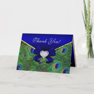 Royal Blue Peacock Dankeschön Card Dankeskarte