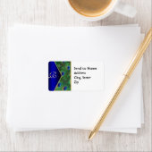 Royal Blue Peacock Monogram Address Label Adressaufkleber (Insitu)