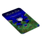 Royal Blue Peacock Save the Date Magnet (Rechte Seite)