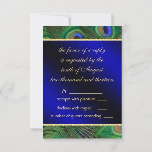 Royal Blue Peacock UAWG RSVP Karte (Rückseite)