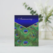Royal Blue Peacock Wedding Ankündigung (Stehend Vorderseite)
