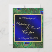 Royal Blue Peacock Wedding Ankündigung (Rückseite)