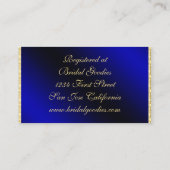 Royal Blue Peacock Wedding Bridal Business Card Begleitkarte (Rückseite)