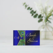 Royal Blue Peacock Wedding Bridal Business Card Begleitkarte (Stehend Vorderseite)