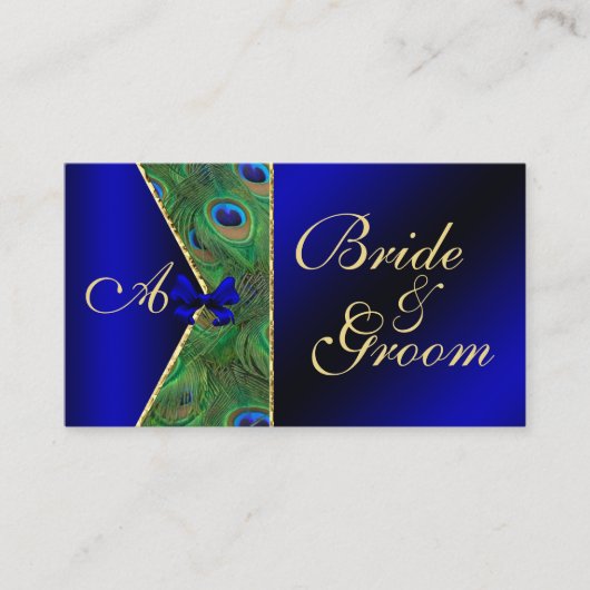 Royal Blue Peacock Wedding Bridal Business Card Begleitkarte (Vorderseite)