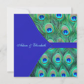 Royal Blue Peacock Wedding Einladung (Vorderseite)